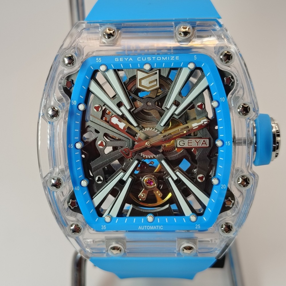 2026 Geya G78190 Crystal Shell Series 55mm Mens Automatic Watch Full Box Set